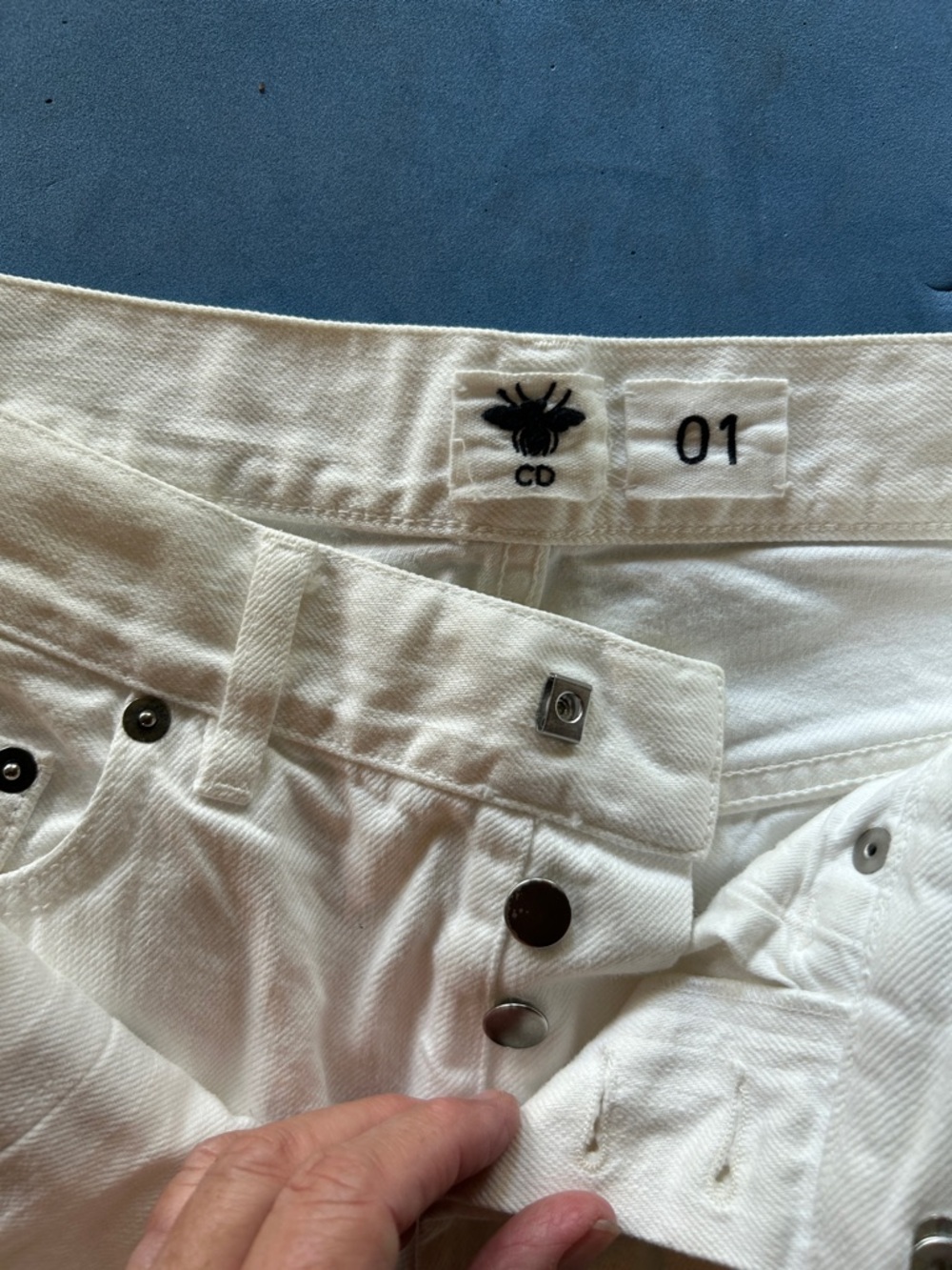 Dior White Denim Jeans with Logo Cuff Trim - Picture 3 of 14